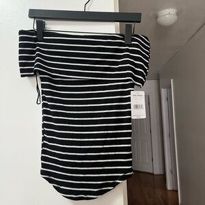 Free people Black and White Striped Off-Shoulder Top